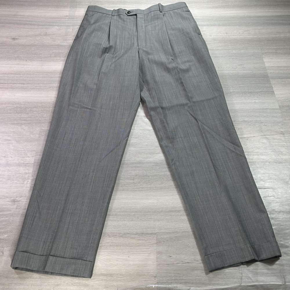 Alfani Suit Mens 44L Jacket 38x33 Pants Gray Wool Cashmere Check 2 Piece - Picture 10 of 16